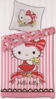 Bettwäsche Hello Kitty - Streifen - 135 x 200 cm + 80 x 80 cm - Renforcé